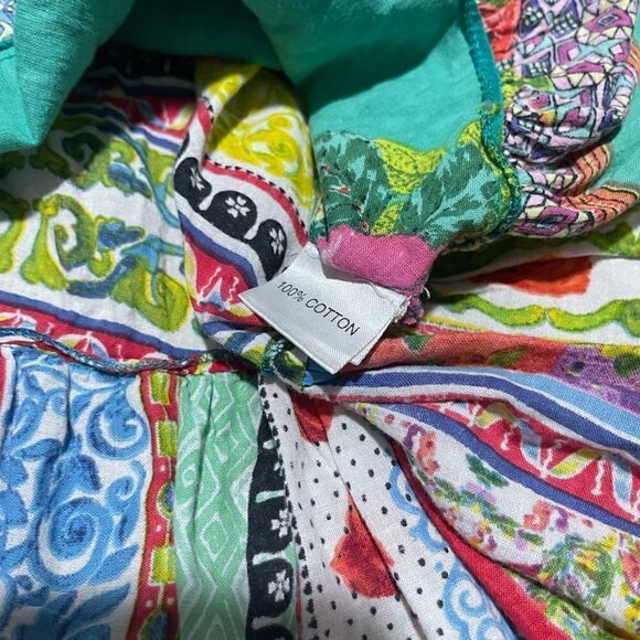 Antica sartaria sleeveless top dress 8 patch work fringe hem - Picture 7 of 8